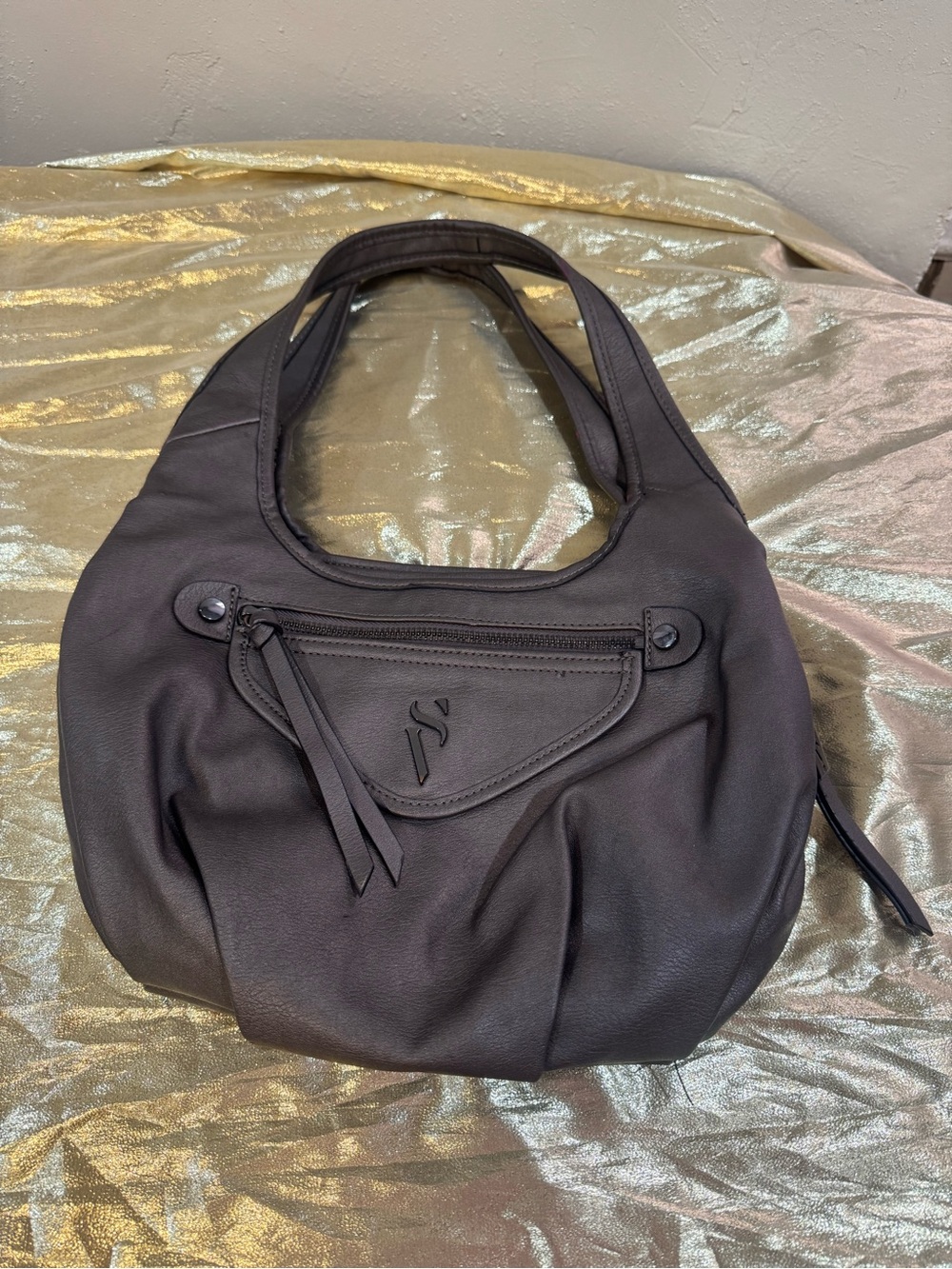 🩶 Simply Vera Vera Wang Metallic Gray Hobo Bag / Shoulder Purse Y2K